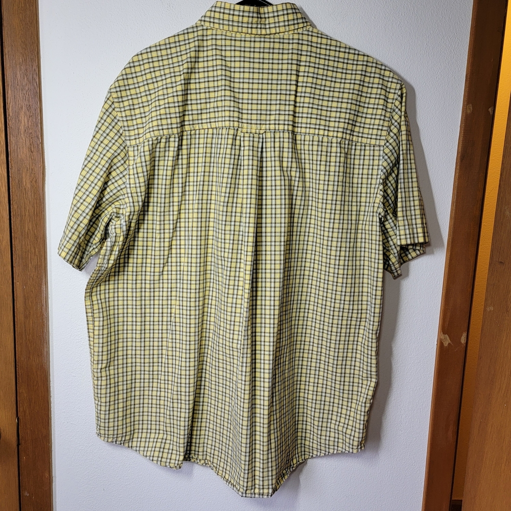 Chaps Men's Button-Down Shirt Yellow and Blue Check Size XXL - Picture 8 of 8